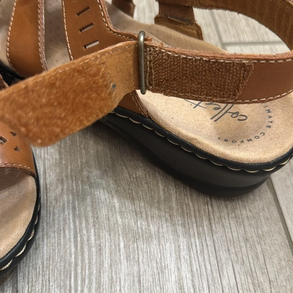 Clarks Lexi Qwin Brown Leather Slingback Sandals Shoes Size 8 Wide - Picture 11 of 15